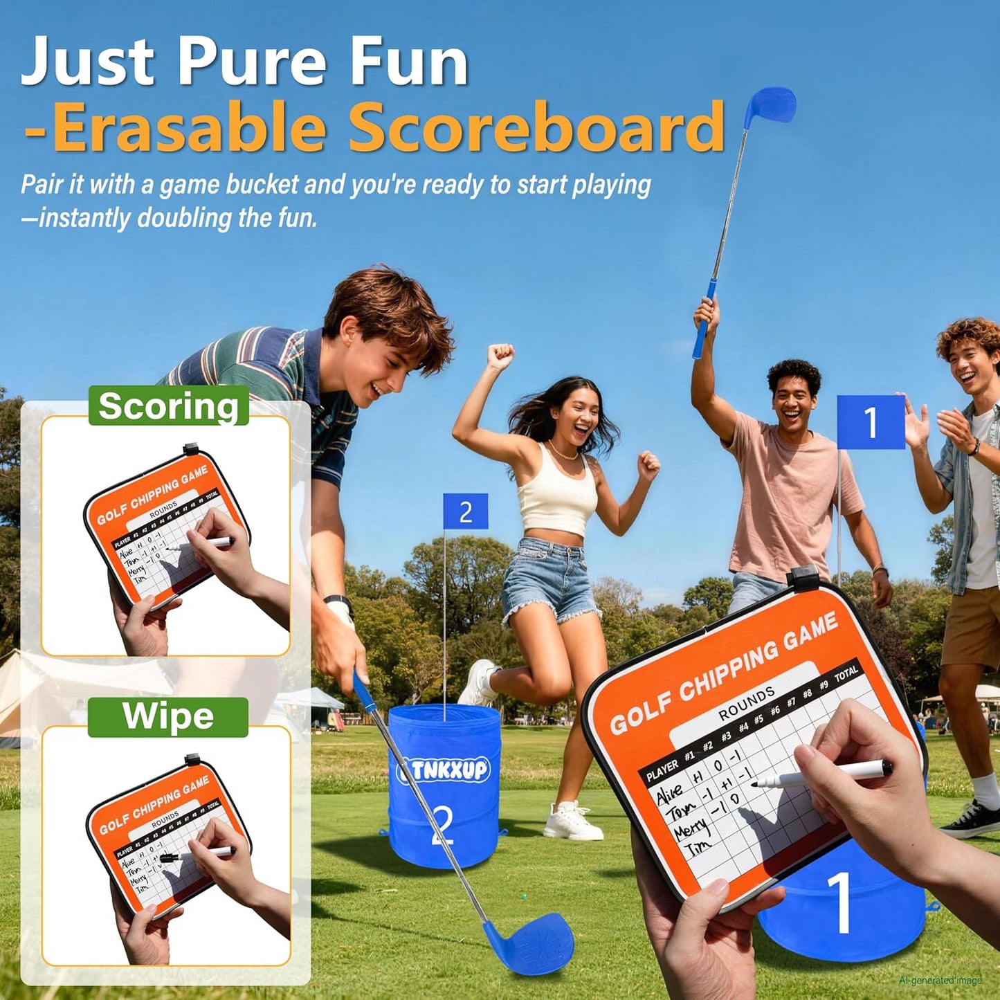 9-Hole Portable Golf Game Set with 2 Right & 1 Left Club, Carry Bag | Play Anywhere: Backyard, Park, Beach & Lawn Portable Set with Carry Bag Included|Fun for Adults, Beginners & Families