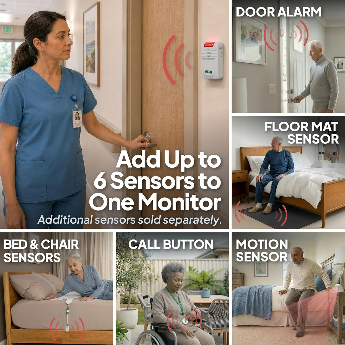 Smart Caregiver Wireless Pull Cord Call Button & Alert Monitor for Elderly