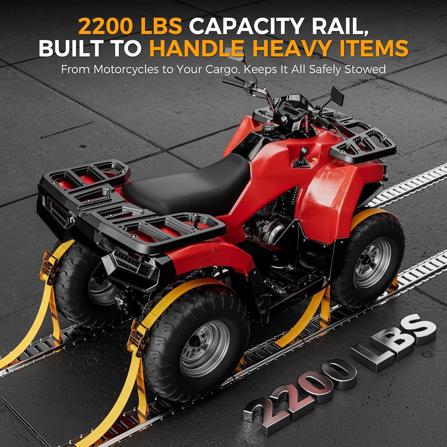 CAMMOO 5FT E-Track Rail Kit, Includes 8 Rails, 2 Double Hooks & 1 Tire Bracket, 8 O-Rings, 8 D-Rings with Tie Down, 1 Storage Bag, 2200lbs Load Capacity for Trailers, Trucks, Vans, Garage, Silver