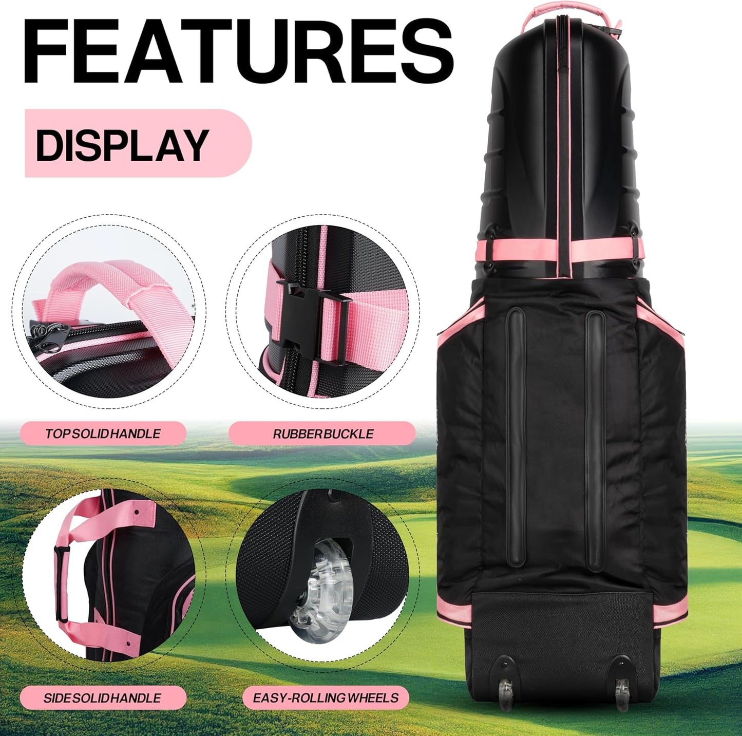 Hard Case Golf Travel Bag - Golf Travel Bag with Wheels & ABS Hard Case Top for Airlines with Password Lock, Easy to Maneuver