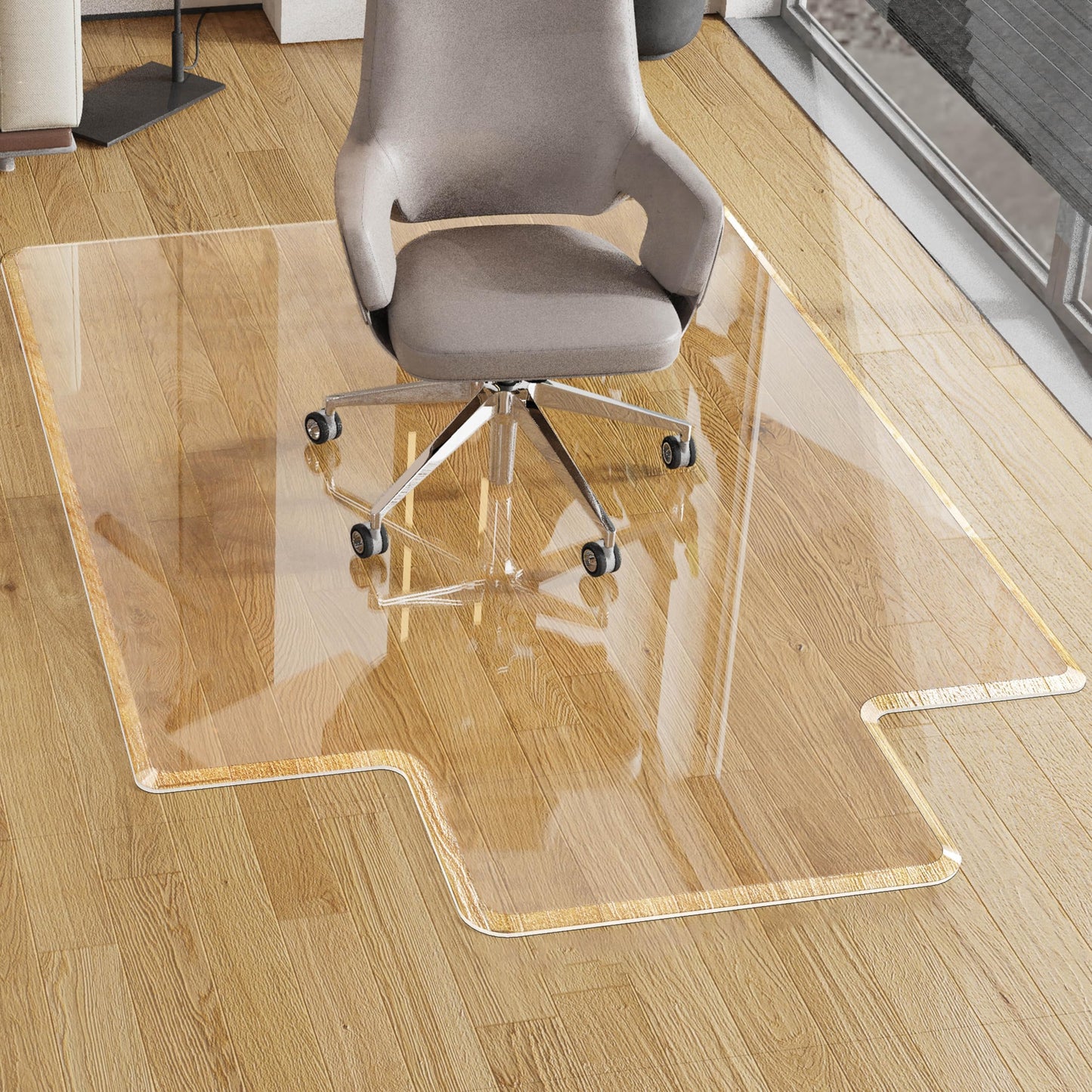 Beveled Edge Office Chair Mat with Lip for Carpet or Hardwood Floor, Crystal Clear 35" x 47" for a Smooth Glide and Easy Roll On/Off, Hard Heavy Duty and Non-Slip Desk Chair Mat