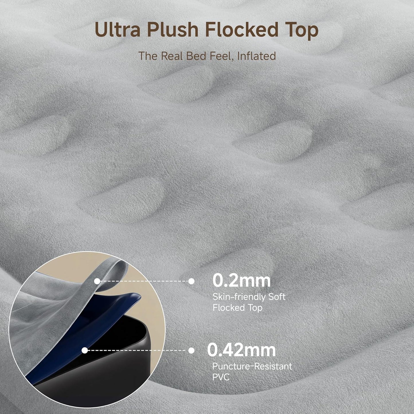 Air Mattress Queen with Built-in Pump 18", Comfortable Self-Inflating Air Mattress with High-Speed Pump, Durable Blow Up Mattress Queen with Storage Bag for Guests, Camping, Travel
