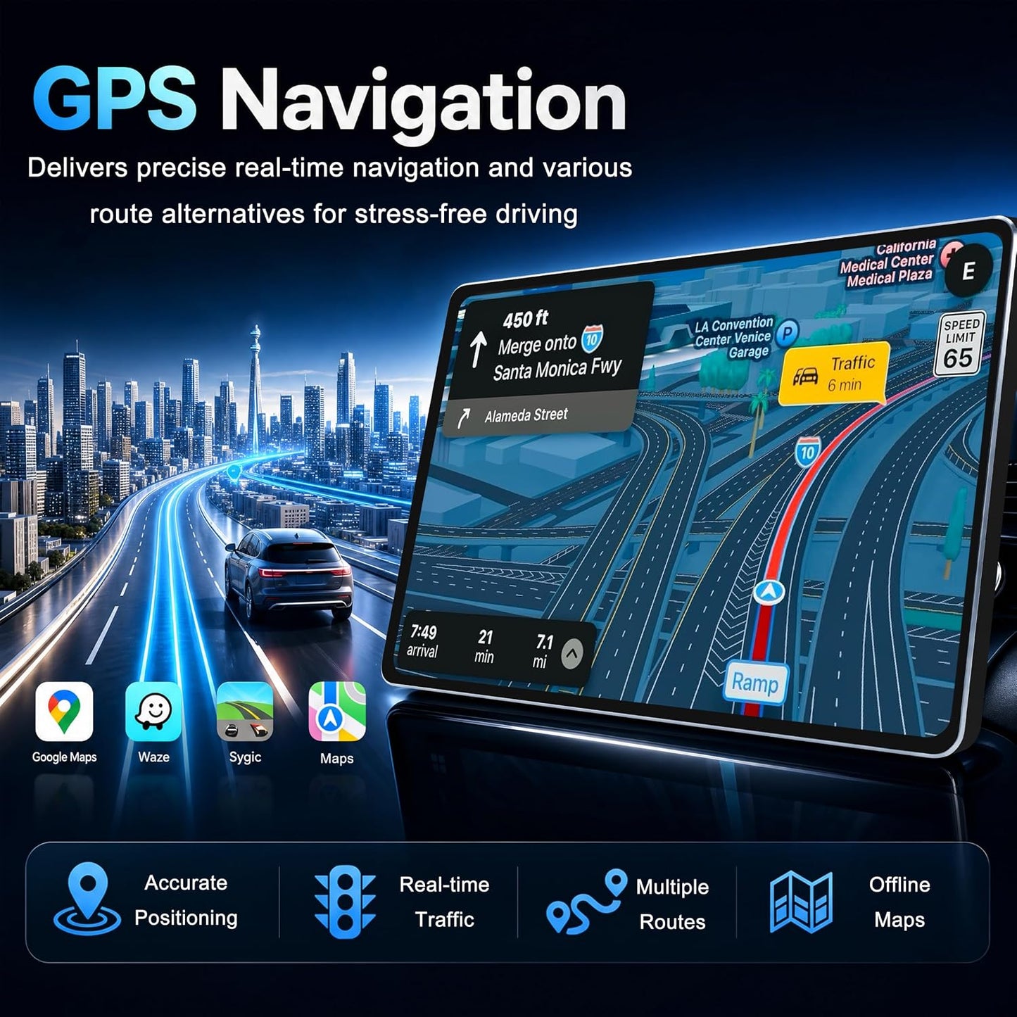 11.5 Inch 8 Core 4GB+64GB Car Radio Stereo for Toyota Tacoma 2005-2015, 2K Touchscreen Android 13 Head Unit with Wireless CarPlay & Android Auto, 1080P Backup Camera, GPS Navigation, SWC, AM/FM Radio