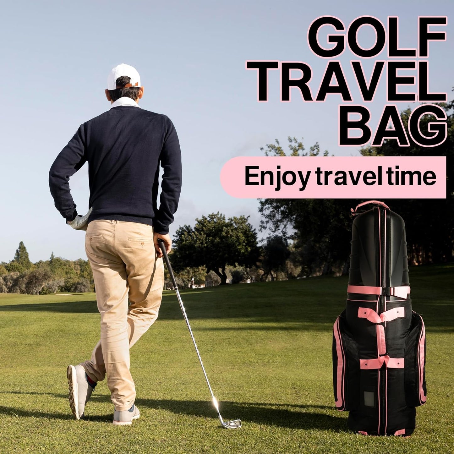 Hard Case Golf Travel Bag - Golf Travel Bag with Wheels & ABS Hard Case Top for Airlines with Password Lock, Easy to Maneuver