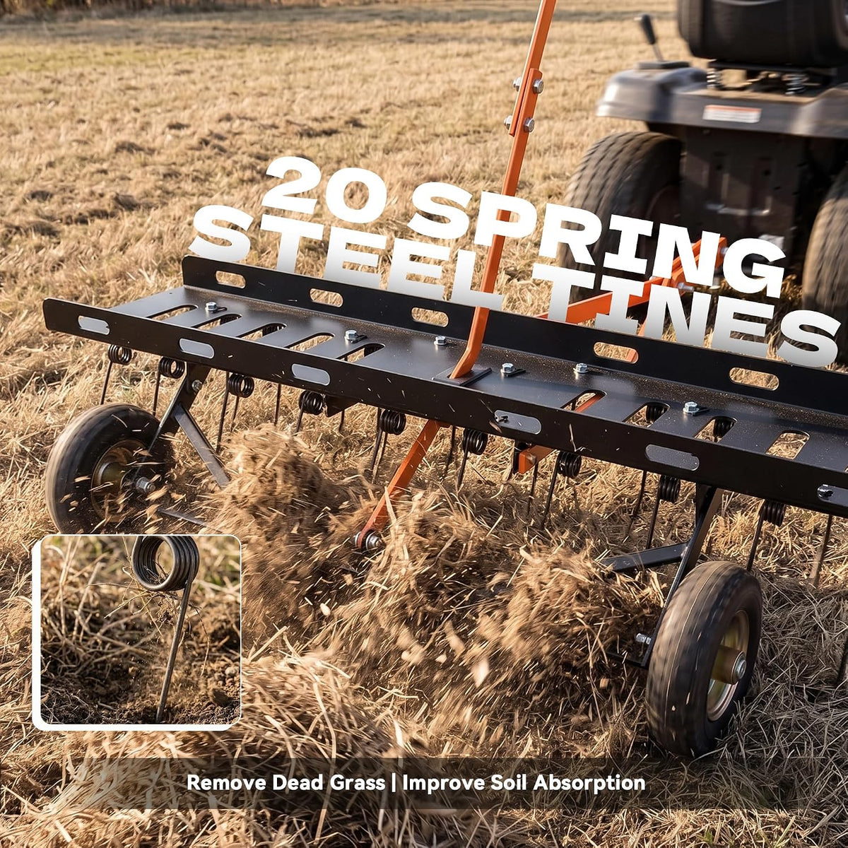 Tow Behind Dethatcher for Riding Mowers & ATVs Heavy Duty