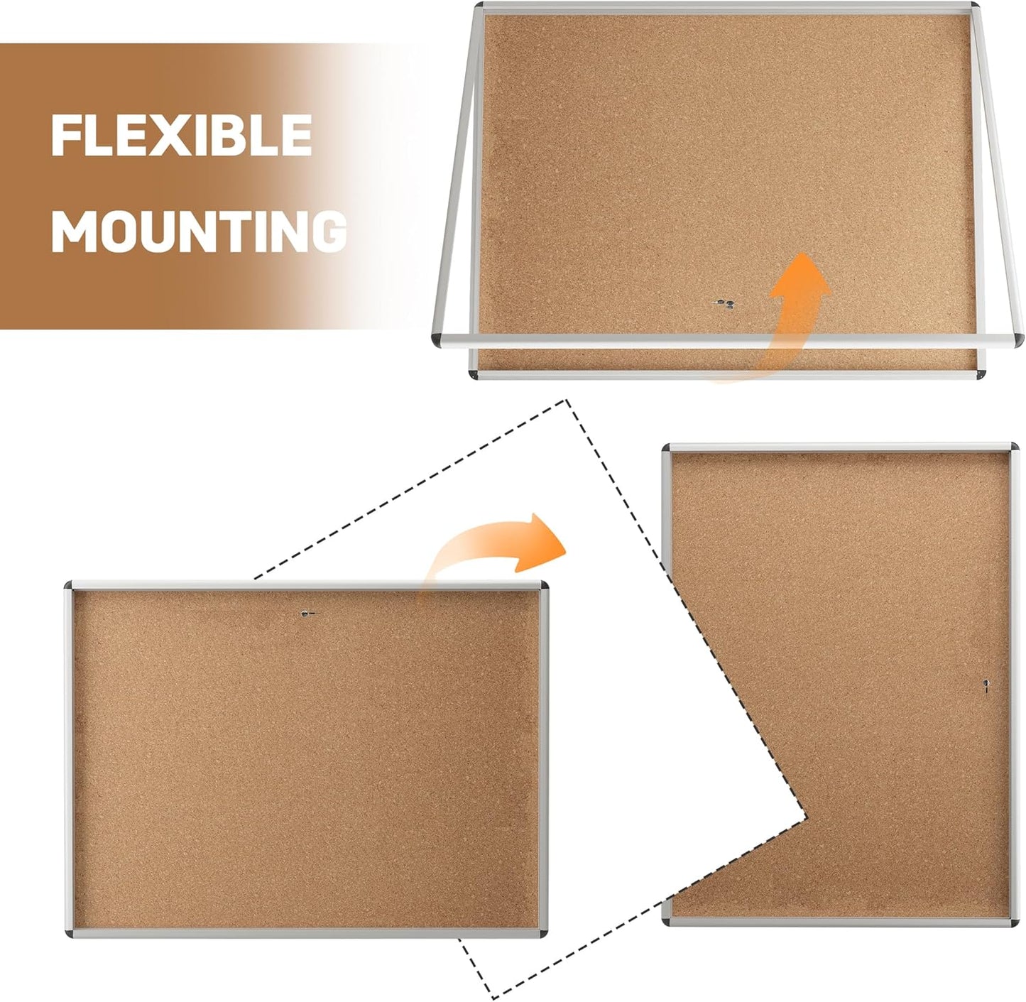 INNOVART 38”x28” Enclosed Bulletin Board, Weatherproof Outdoor Enclosed Cork Board with Swing-Open Locking Door, Aluminum Frame Wall Mounted Display Case for Home, School, Office, Commercial