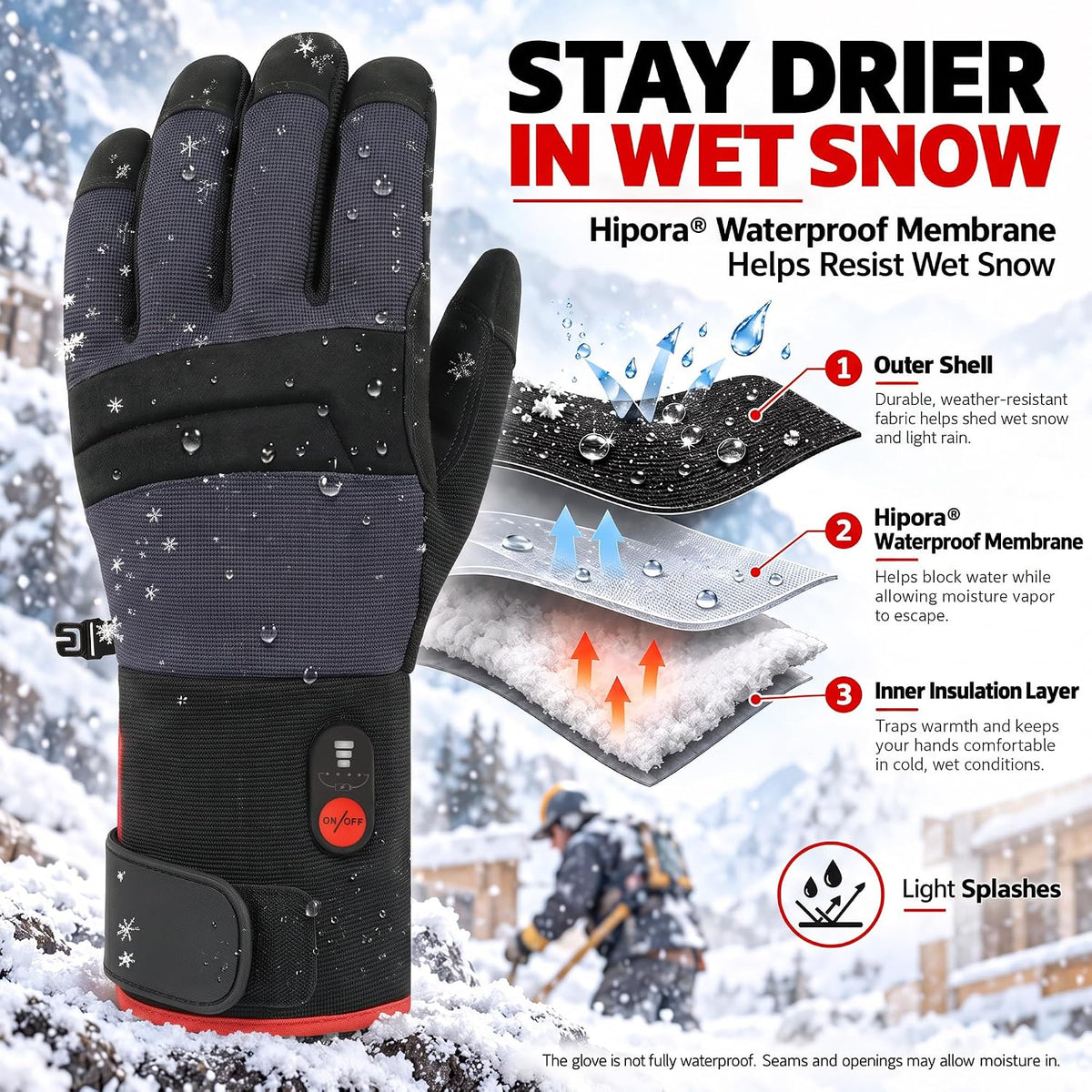 SUN WILL Heated Work Gloves for Men & Women, Rechargeable Winter Gloves Black&grey X-Large