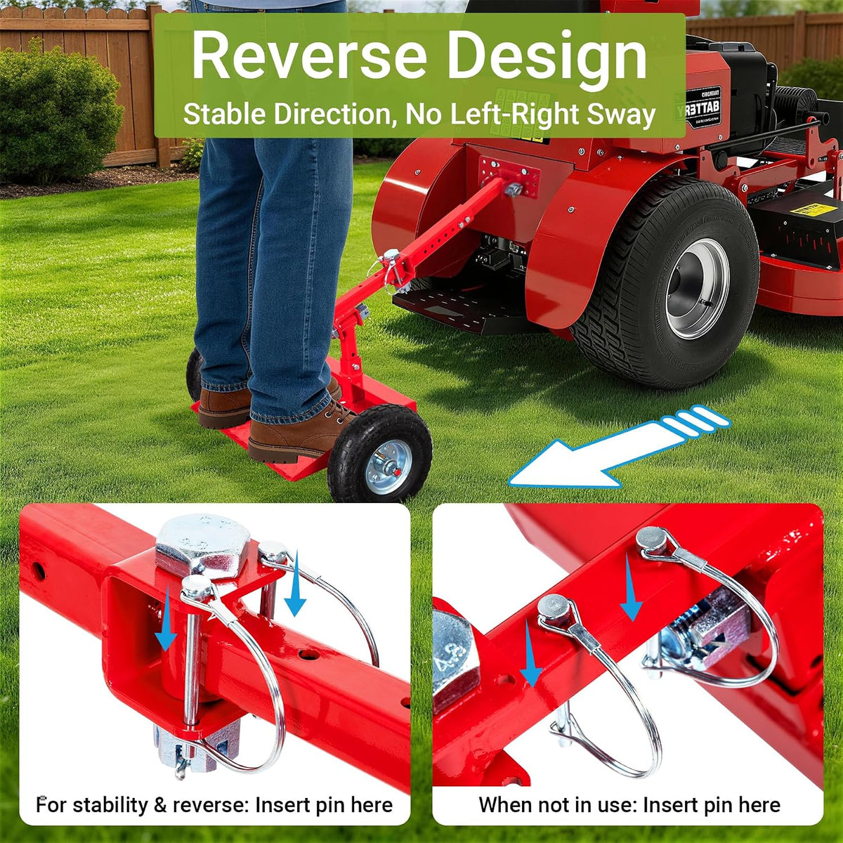 Updated Lawn Mower Wheels Sulky, Red Walk Behind Mower-Sulky