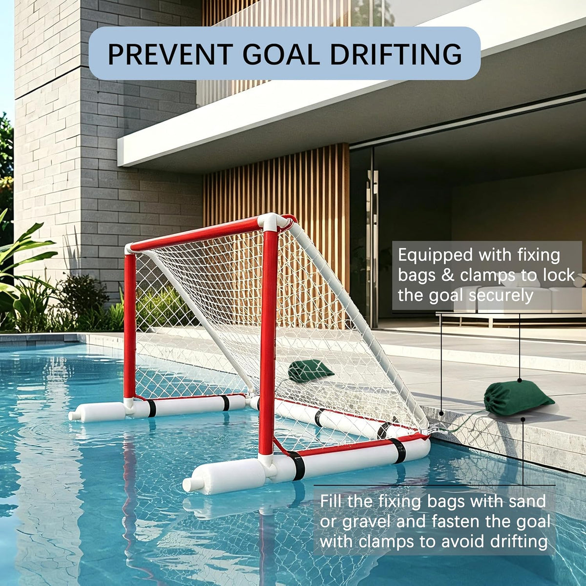 Floating Water Polo Goal Set, 4FT x 2.6FT Pool Net Includes 1 Goal and 3 Balls, Summer Backyard Pool Game for Teens 12+, Adults