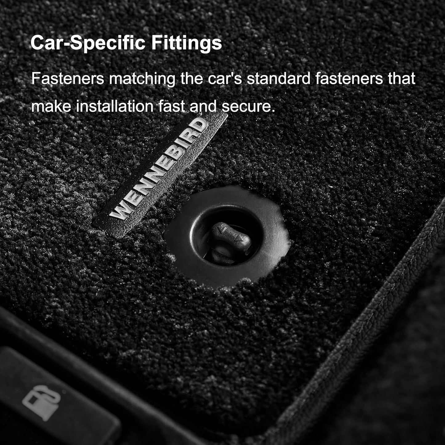 WENNEBIRD Carpet Floor Mats for Cadillac XTS 2013-2019, 3Pc | 0.6-Inch Ultra-Thick Plush Carpet, Noise-Reducing Comfort, Waterproof TPE Layer, Anti-Slip Backing