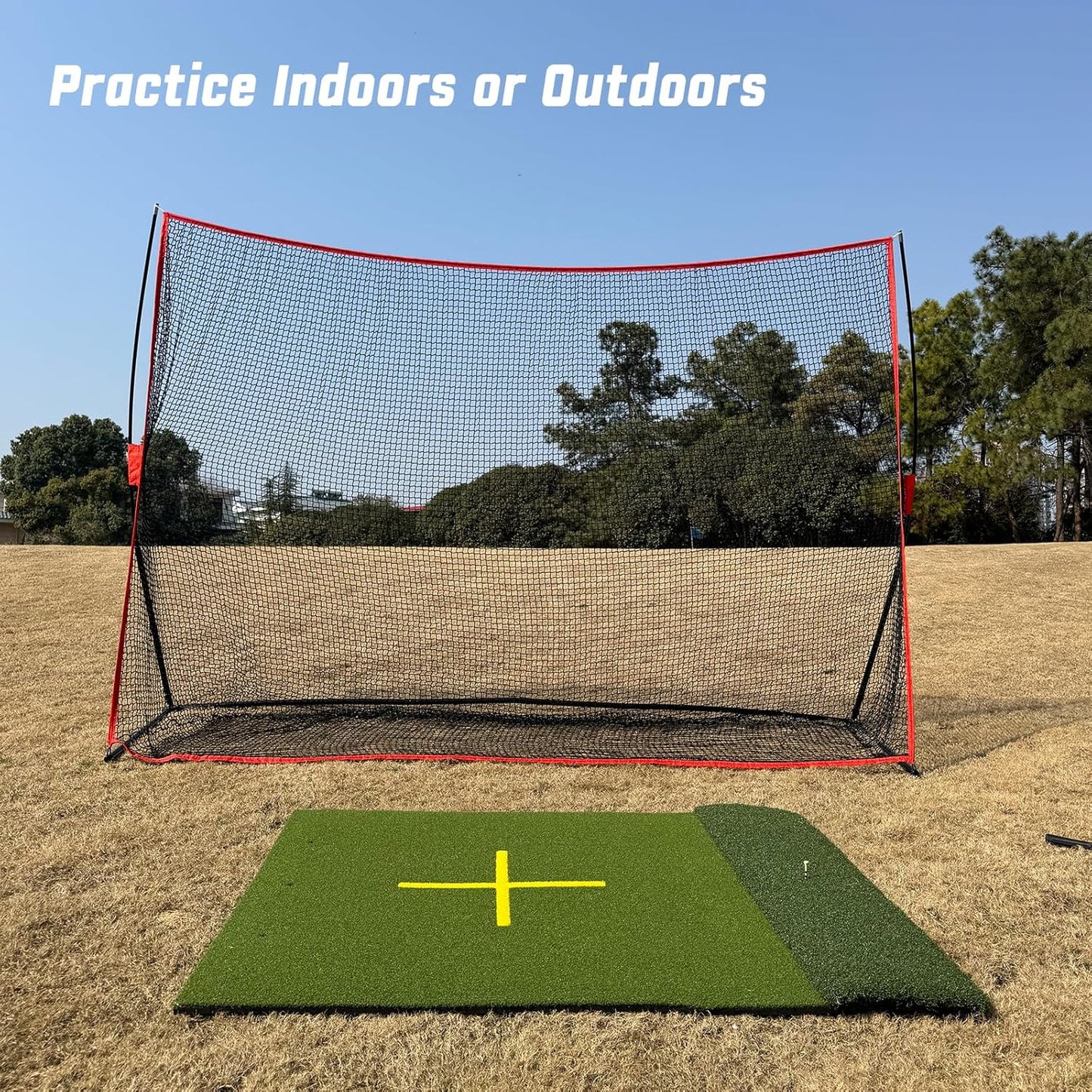 DCQ Golf Hitting Mat with Tee Turf, Extra Large Hitting Area, Practice All Clubs with Full Swing, Golf Mats Practice Outdoor & Indoor, Driving Chipping Putting, Works with Golf Simulators
