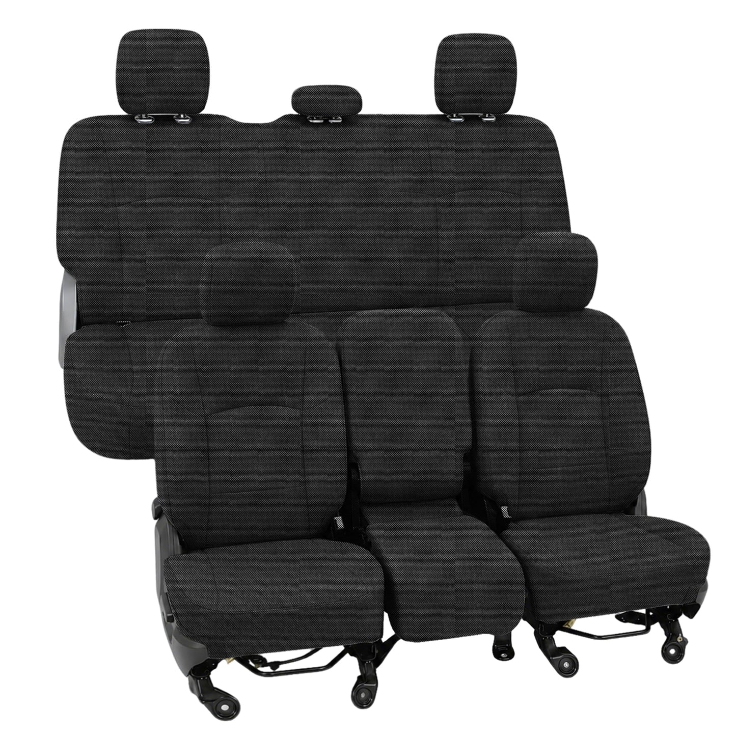 Front&Rear Heavy-Duty High-Density Composite Fabric Seat Covers for Dodge Ram 2500 2019-2024,Fits Front Bucket Seats & Rear Full Bench，Waterproof & Foam Padded-Black Black for Dodge Ram 2500 2019-2024 Front&Rear