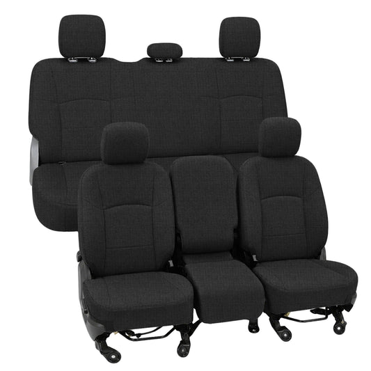 Front&Rear Heavy-Duty High-Density Composite Fabric Seat Covers for Dodge Ram 2500 2019-2024,Fits Front Bucket Seats & Rear Full Bench，Waterproof & Foam Padded-Black Black for Dodge Ram 2500 2019-2024 Front&Rear