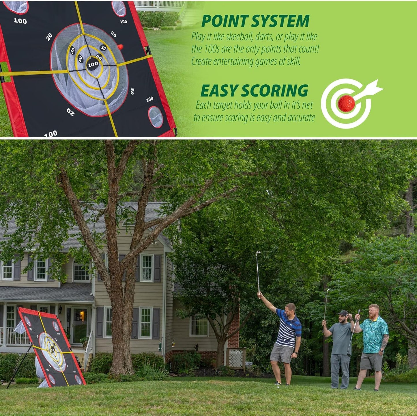 ChipShot Challenge - Backyard Chip Shot Challenge with Scoring Net – Outdoor Golf Practice & Party Game