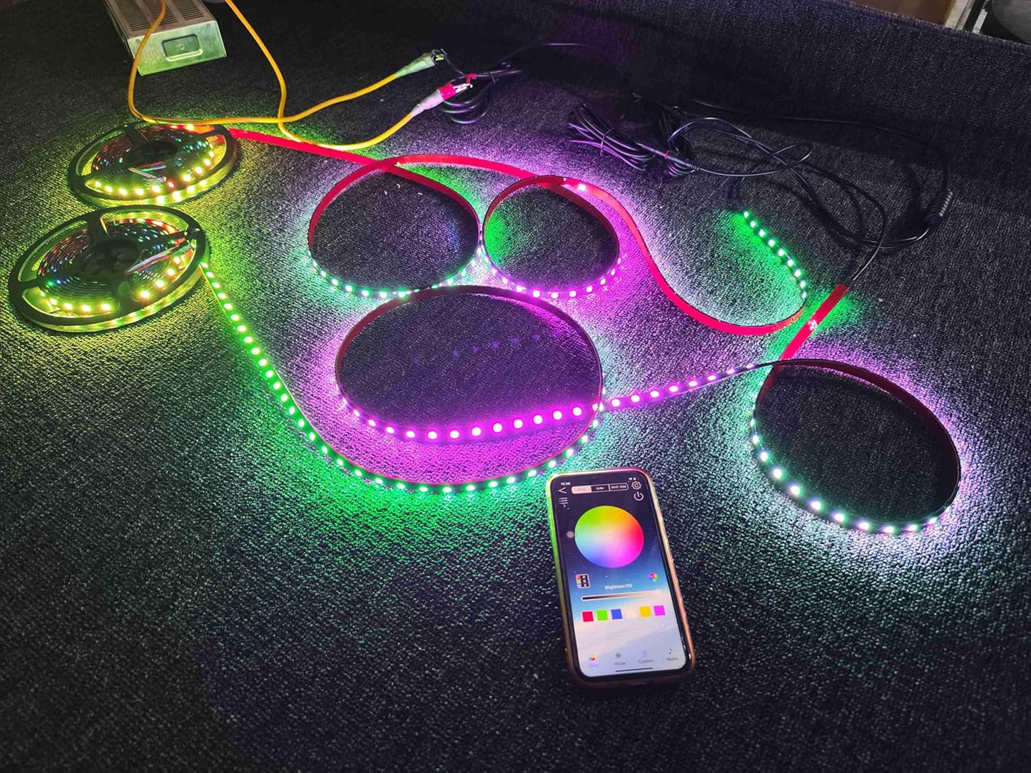 Vehicle Lighting, 6PCS 4FT 48" 1.2Meters Single Row Tinted, Multi-Color LED Addressable Light Strips APP Remote for Car Truck Underbody Fender Grill Slingshot Rear Lighting