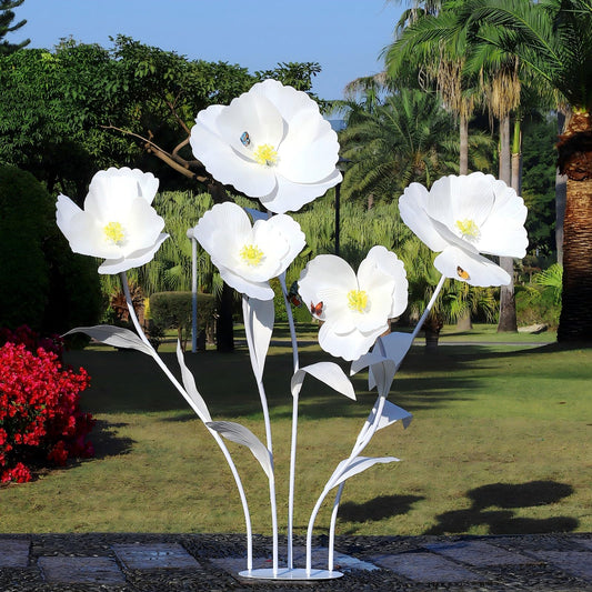 5 Pcs Giant Flower for Decoration 5.8 Ft Large Felt Fabric Artificial Flowers Standing Floral Life Size Flower Decor for Wedding Birthday Parties Gardens Hotels Offices Home（White） 5pcs White