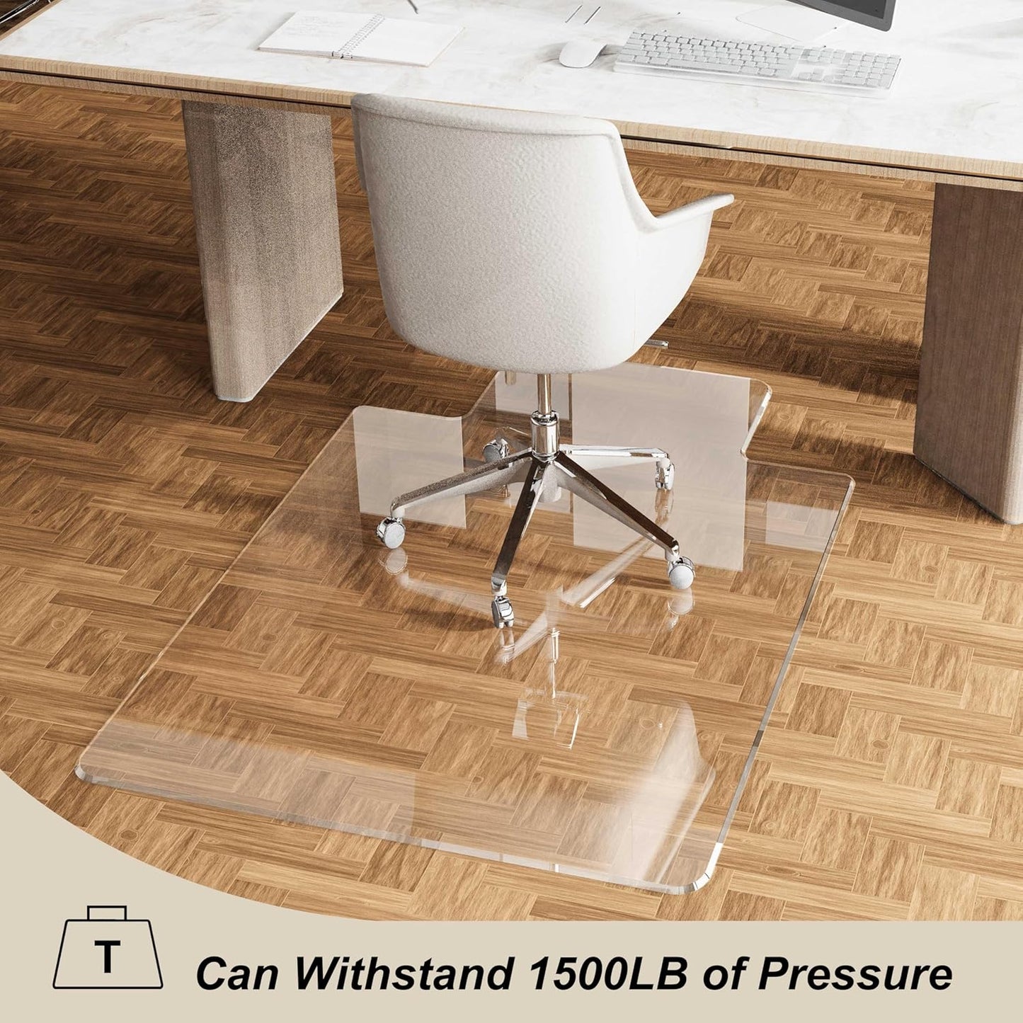 Beveled Edge Office Chair Mat with Lip for Carpet or Hardwood Floor, Crystal Clear 35" x 47" for a Smooth Glide and Easy Roll On/Off, Hard Heavy Duty and Non-Slip Desk Chair Mat