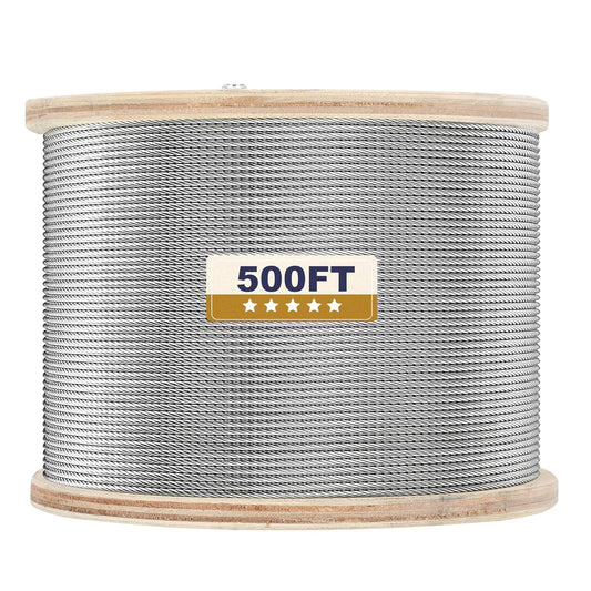 3/16&#34; Stainless Steel Cable, 500ft Wire Rope, 7X19 Strands Aircraft Cable, 3700lbs Breaking Strength, Heavy Duty Applications Zip Line, Cable