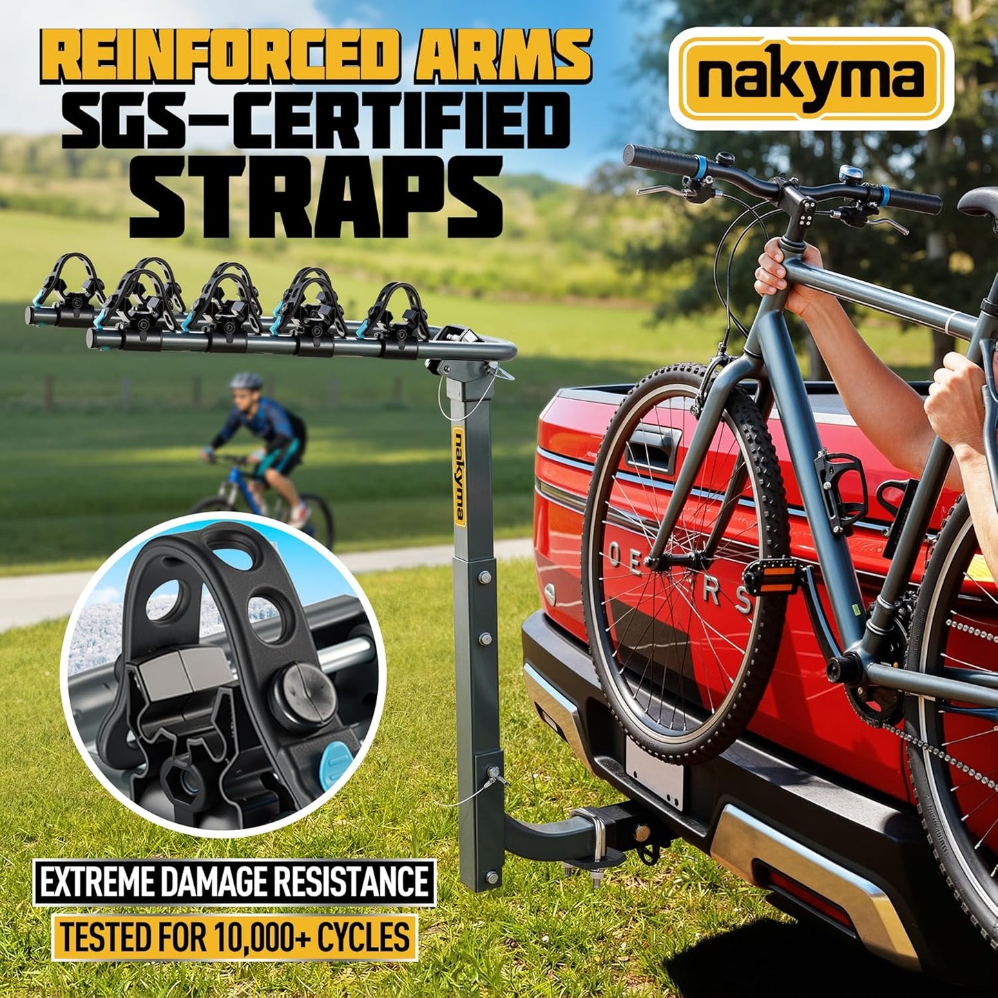 4 Bike Rack Hitch Mount, Heavy Duty Steel Hitch Bike Rack for Car SUV Truck, Anti-Sway Cradle System, Trailer Hitch Bike Carrier Bicycle Rack Fits 2” Receiver