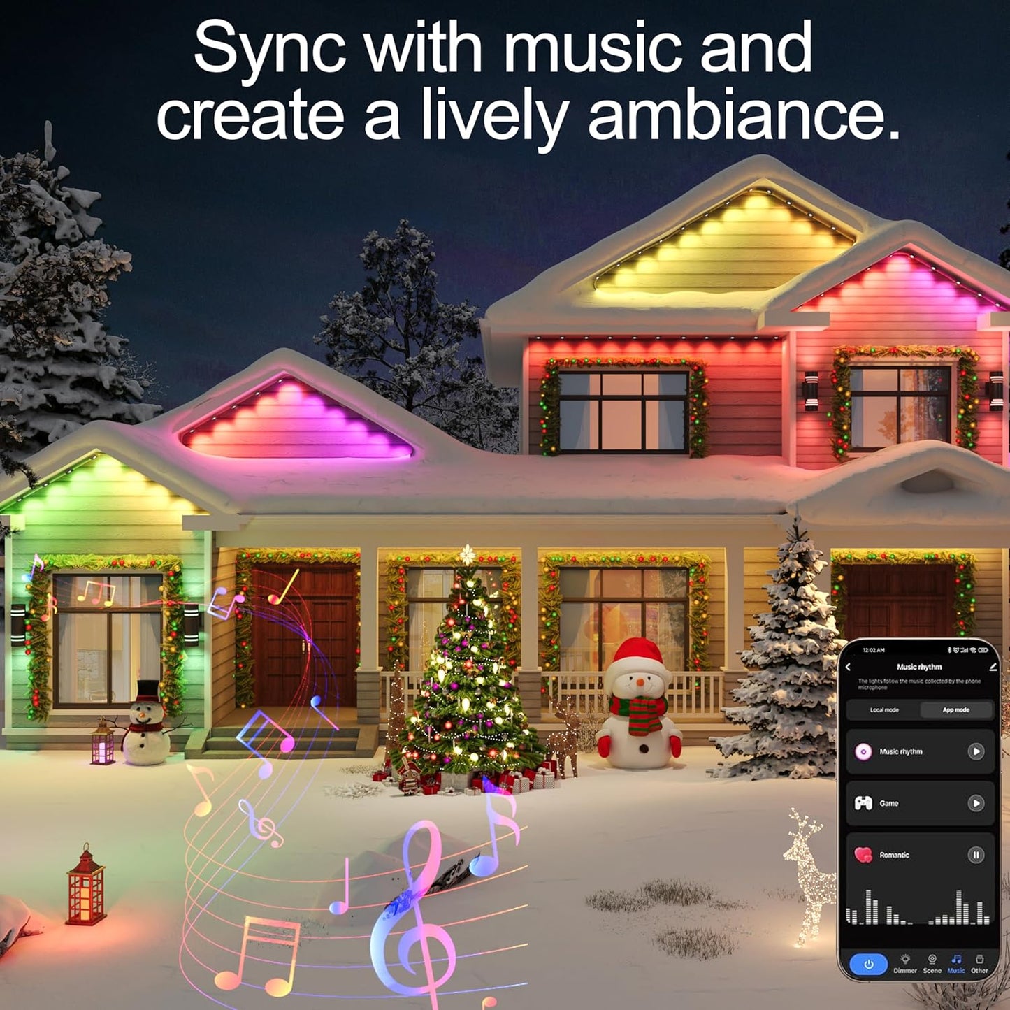 50FT Permanent Outdoor Lights, Smart RGB Color-Changing LED Eaves Lights, Waterproof Exterior Lights for House Trim, App Control, Perfect for Game