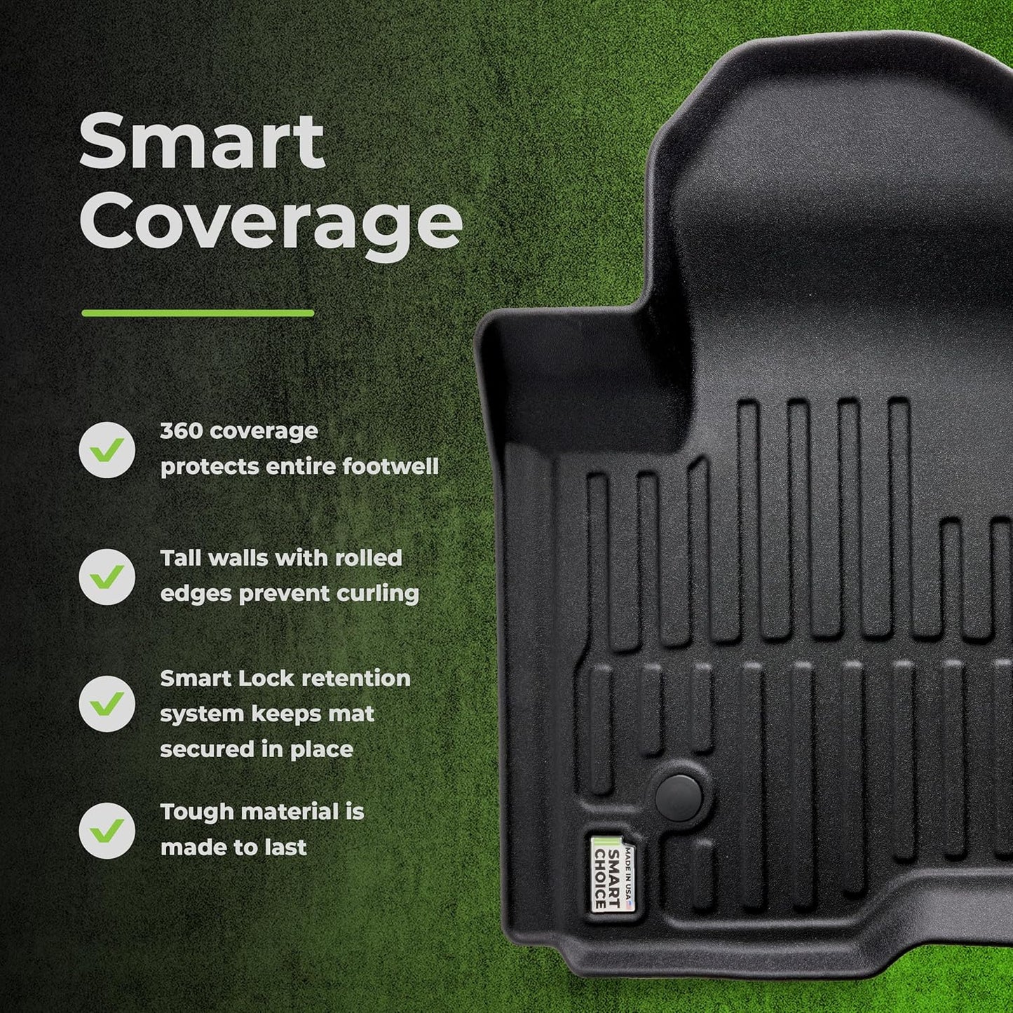 Smart Choice Car Floor Mats Custom fit for 2015-2026 Ford F-150 - Made in USA - Black - Full Set 1st & 2nd Row